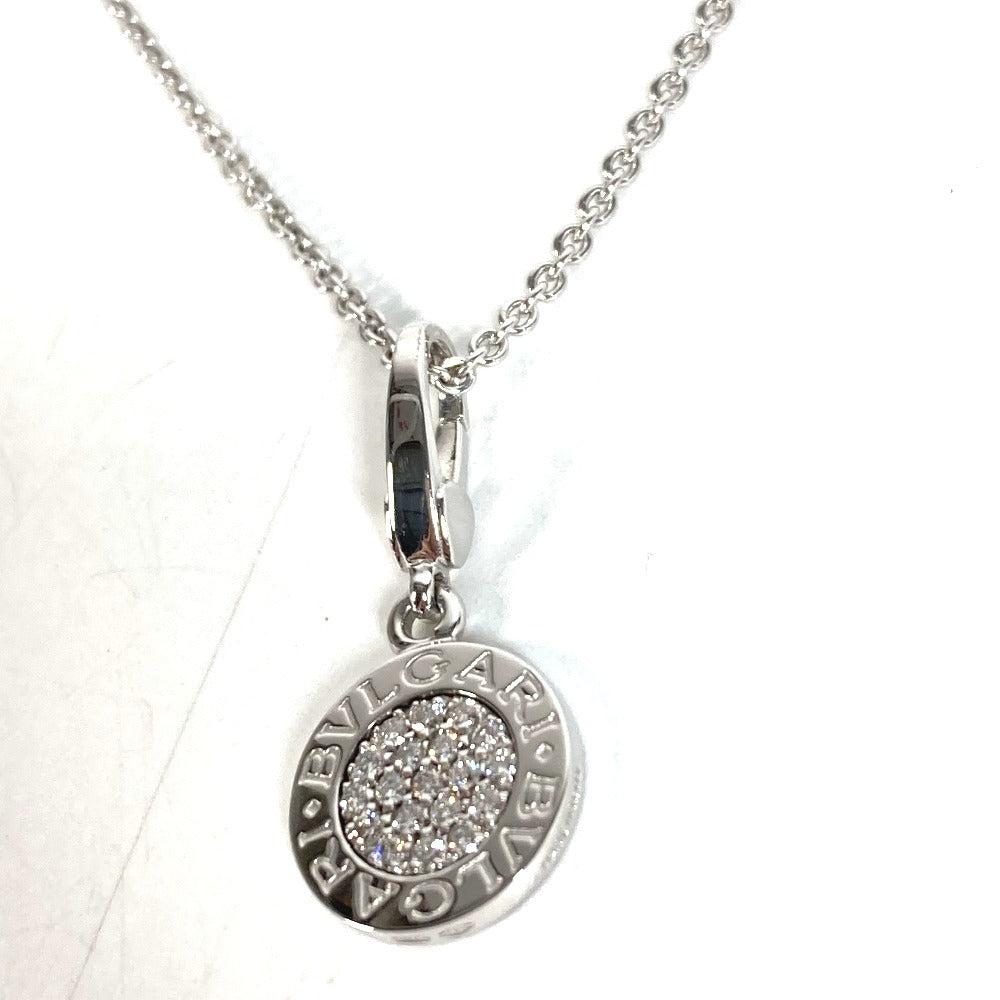 BVLGARI Gold K18 18K WG Bvlgari Bvlgari Logo Diamond Accessories Jewelry Necklace WG750 Unisex Silver