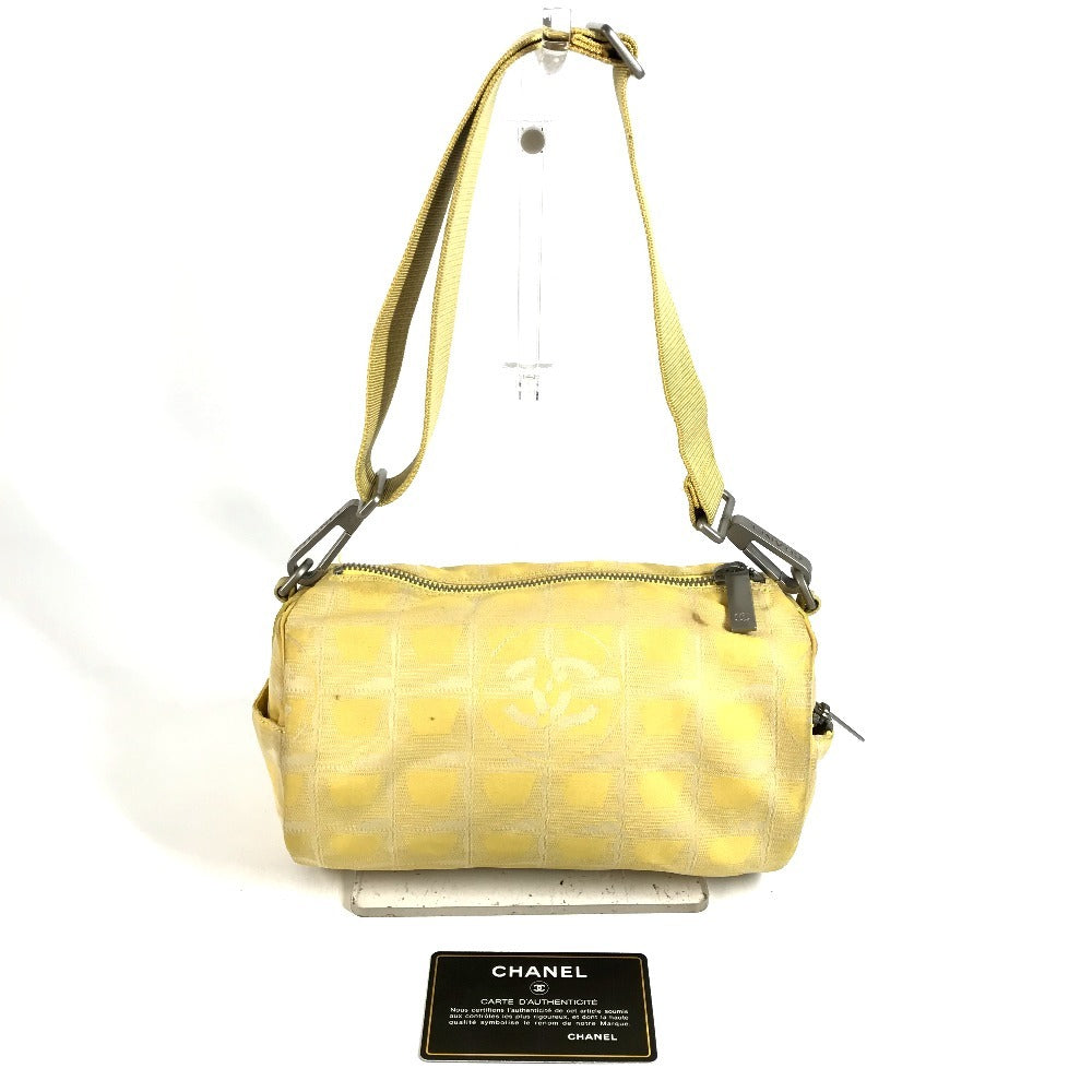 CHANEL New Travel Line Cylinder CC Coco Mark Logo Bag Shoulder Bag Nylon Canvas Unisex Yellow