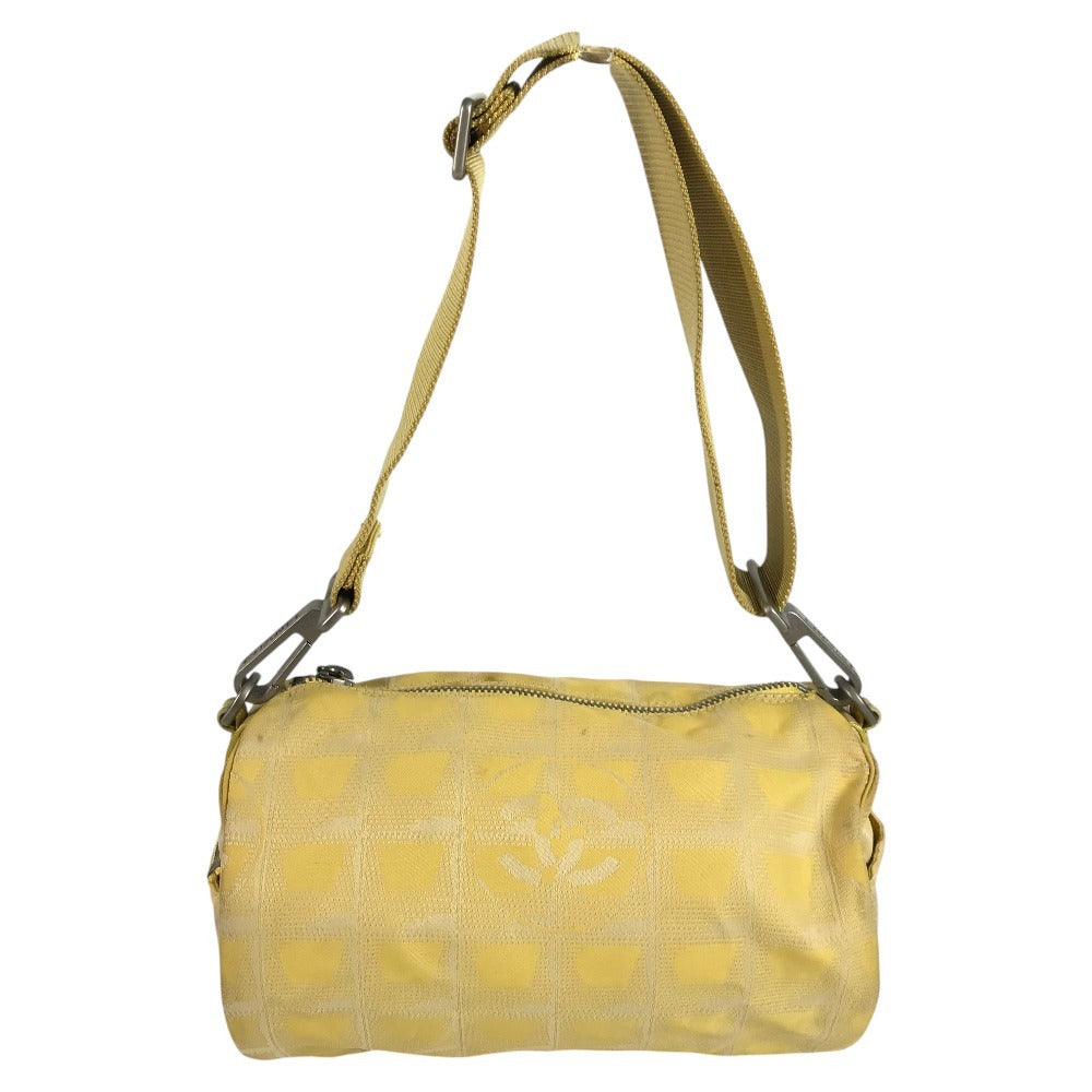 CHANEL New Travel Line Cylinder CC Coco Mark Logo Bag Shoulder Bag Nylon Canvas Unisex Yellow