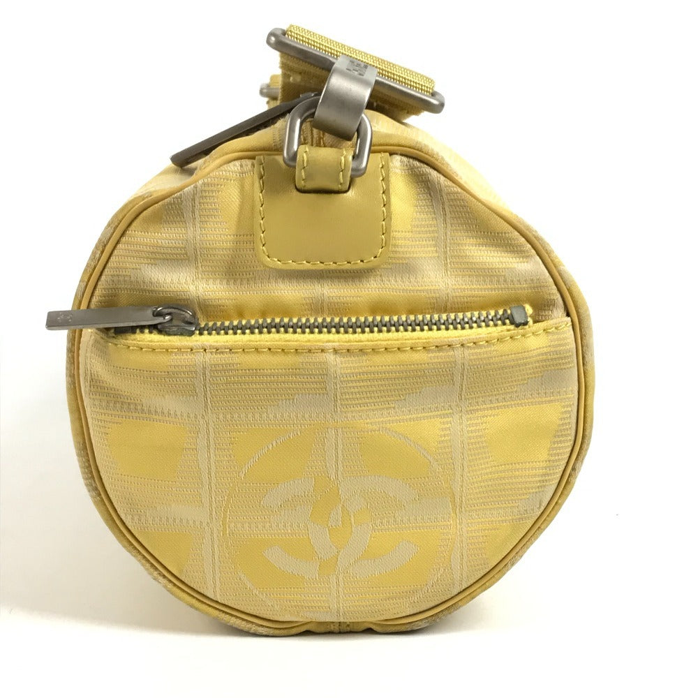 CHANEL New Travel Line Cylinder CC Coco Mark Logo Bag Shoulder Bag Nylon Canvas Unisex Yellow