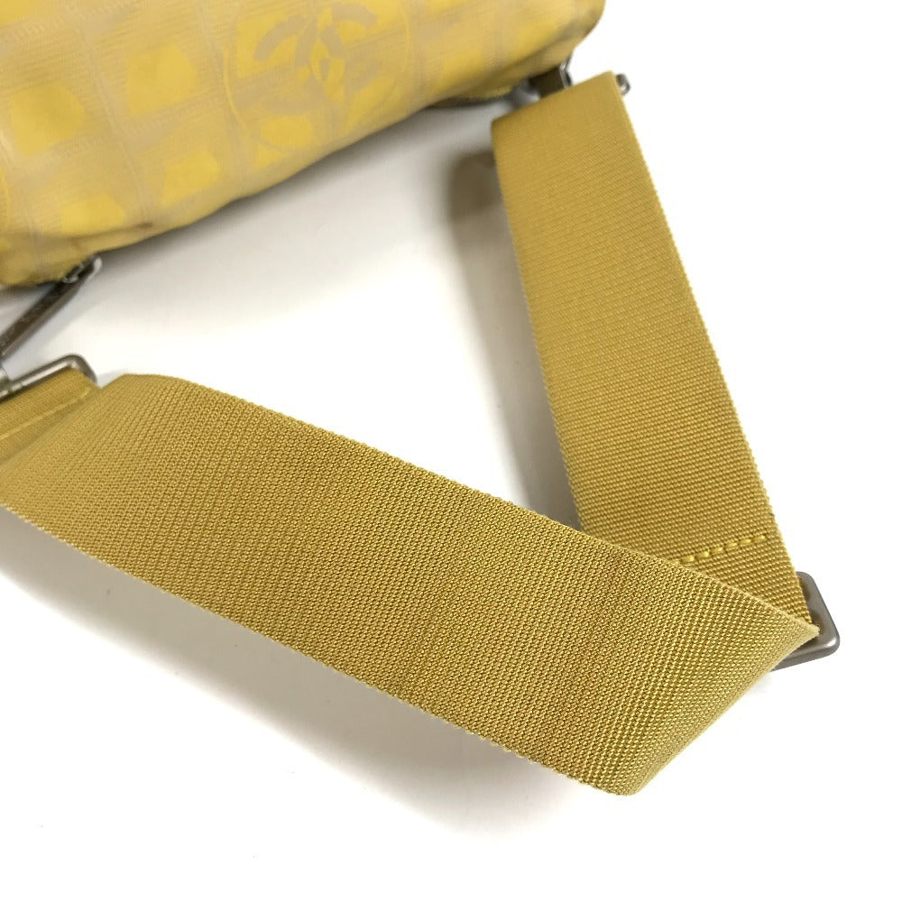CHANEL New Travel Line Cylinder CC Coco Mark Logo Bag Shoulder Bag Nylon Canvas Unisex Yellow