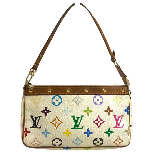 LOUIS VUITTON M92649 モノグラムマルチカラー ポシェットアクセソワール アクセサリーポーチ 肩掛け ハンドバッグ ショルダーバッグ モノグラムマルチカラーキャンバス レディース ブロン ホワイト