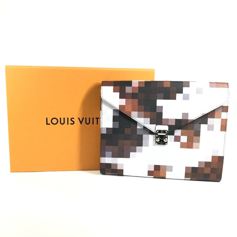 LOUIS VUITTON GI1137 Pixel Folder Mark Cow Camouflage Bag Clutch Bag Pouch Clutch Bag Leather Unisex Brown