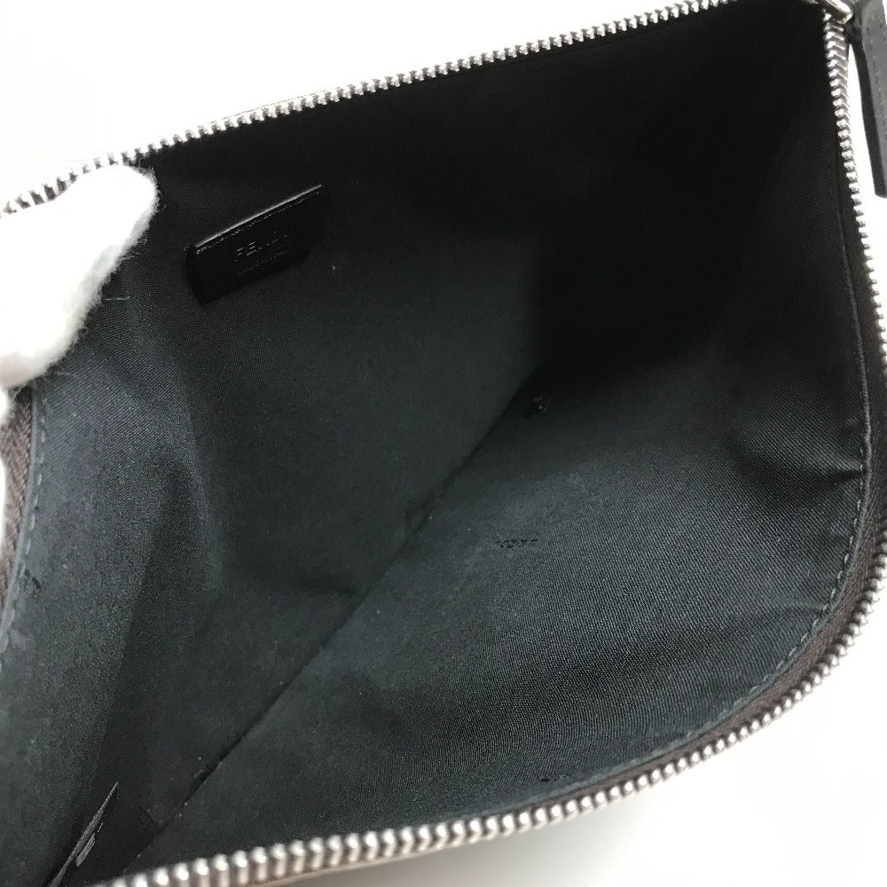 FENDI 7N0078 Zucca Logo Bag Pouch Second Bag Clutch Bag Leather/Coated Canvas Unisex Brown