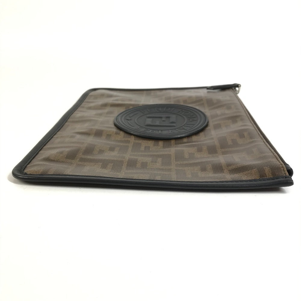 FENDI 7N0078 Zucca Logo Bag Pouch Second Bag Clutch Bag Leather/Coated Canvas Unisex Brown