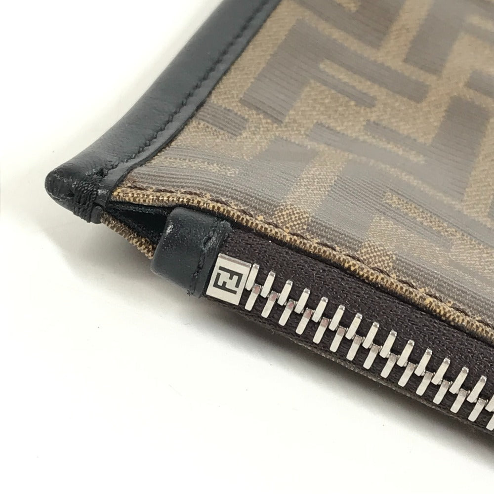FENDI 7N0078 Zucca Logo Bag Pouch Second Bag Clutch Bag Leather/Coated Canvas Unisex Brown