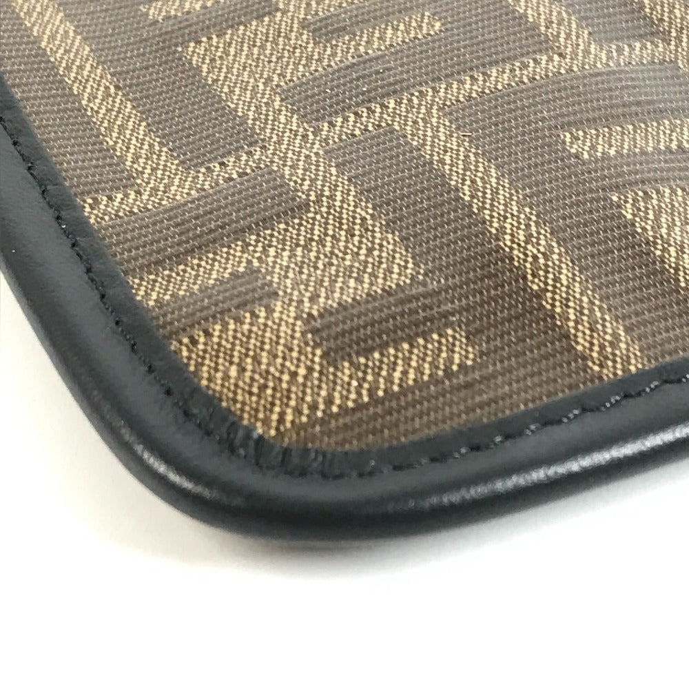 FENDI 7N0078 Zucca Logo Bag Pouch Second Bag Clutch Bag Leather/Coated Canvas Unisex Brown