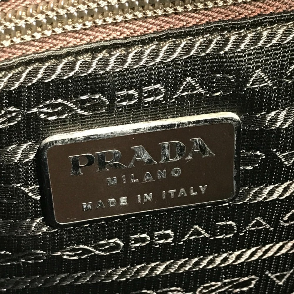 PRADA B6675F Triangle Logo Plate Bag Crossbody Pochette Shoulder Bag Nylon Unisex Beige