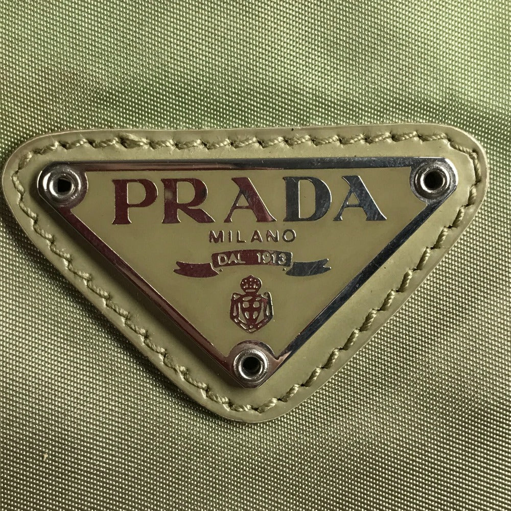 PRADA B6675F Triangle Logo Plate Bag Crossbody Pochette Shoulder Bag Nylon Unisex Beige