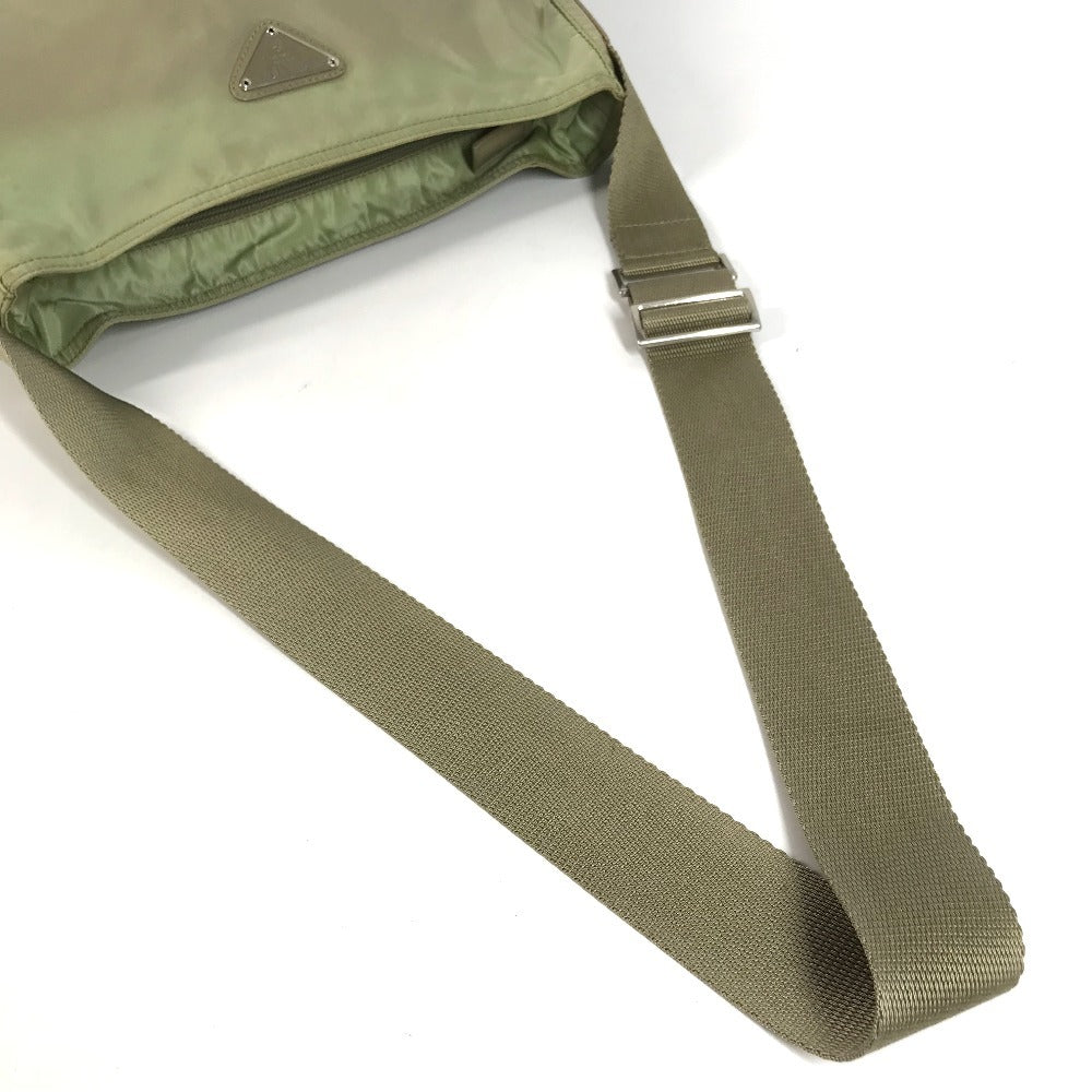 PRADA B6675F Triangle Logo Plate Bag Crossbody Pochette Shoulder Bag Nylon Unisex Beige