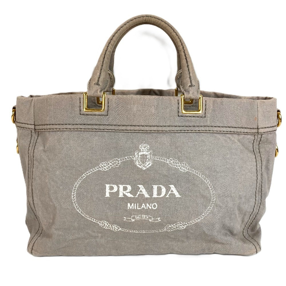 PRADA Canapa Logo Bag Tote Bag Handbag Canvas Unisex Gray