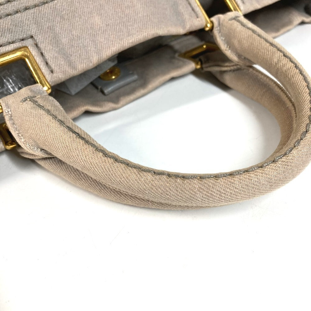 PRADA Canapa Logo Bag Tote Bag Handbag Canvas Unisex Gray