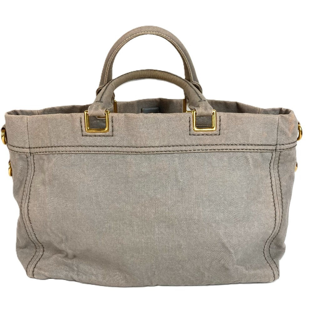PRADA Canapa Logo Bag Tote Bag Handbag Canvas Unisex Gray