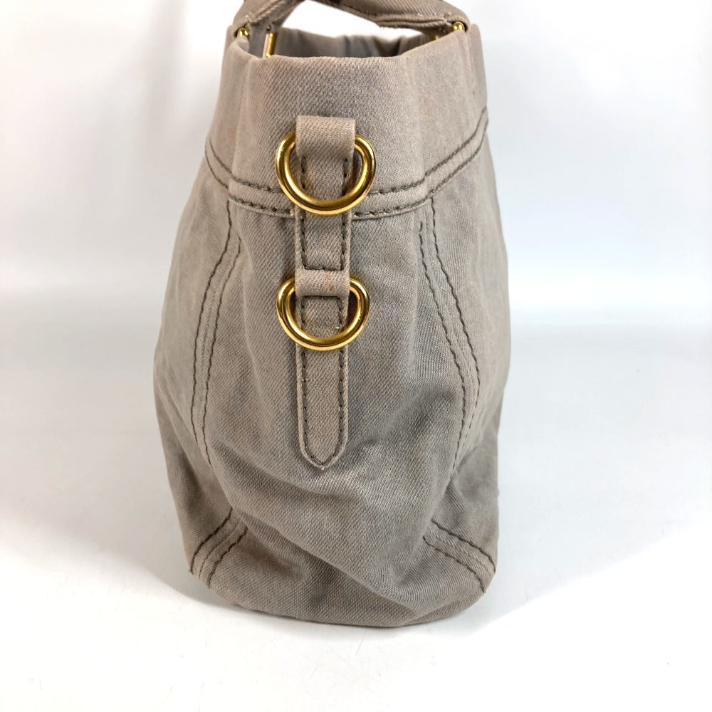 PRADA Canapa Logo Bag Tote Bag Handbag Canvas Unisex Gray