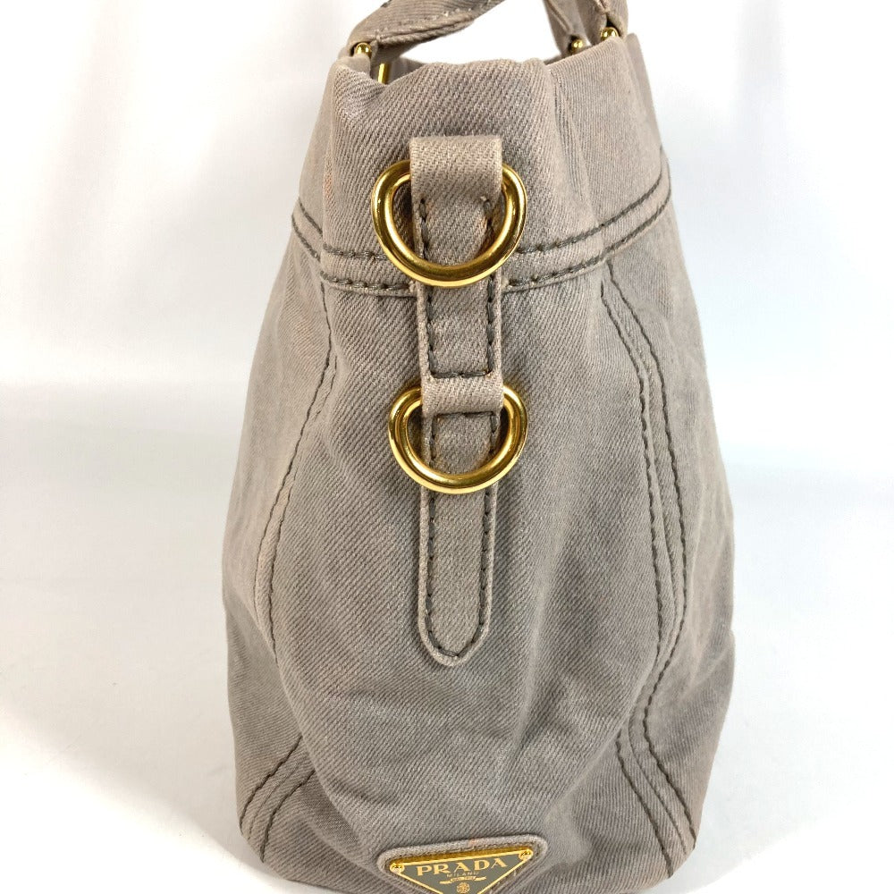 PRADA Canapa Logo Bag Tote Bag Handbag Canvas Unisex Gray
