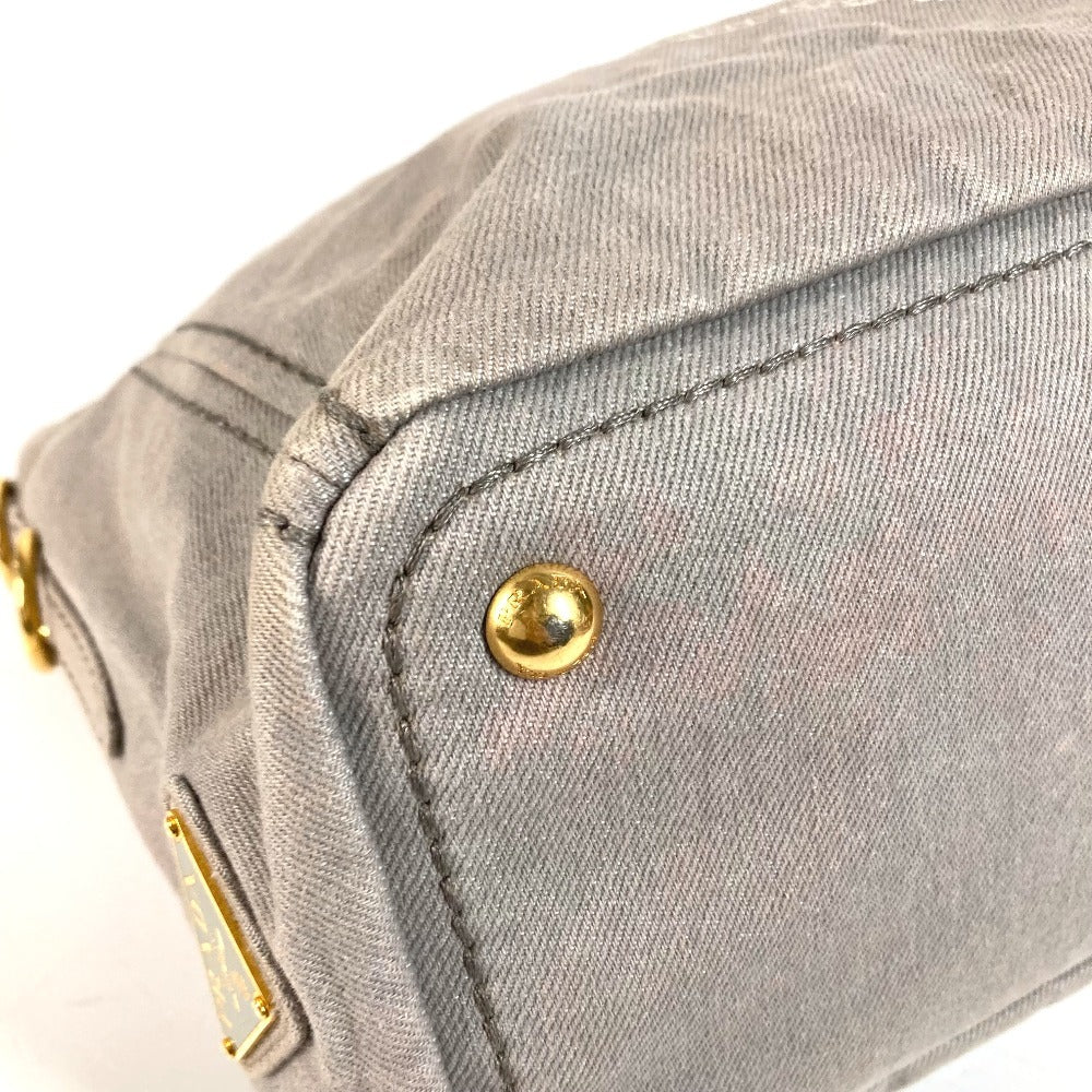 PRADA Canapa Logo Bag Tote Bag Handbag Canvas Unisex Gray