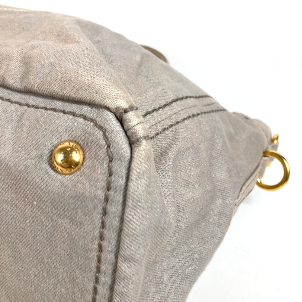 PRADA Canapa Logo Bag Tote Bag Handbag Canvas Unisex Gray