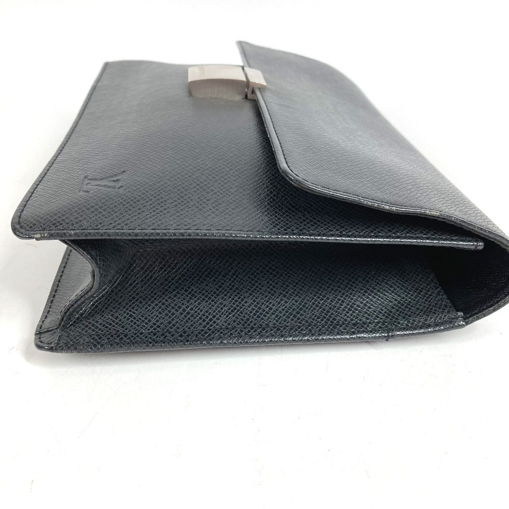 LOUIS VUITTON M30782 Taiga Selenga Bag, Strap, Flap Pouch, Clutch Bag, Second Bag, Taiga Leather, Men's, Ardoise, Black