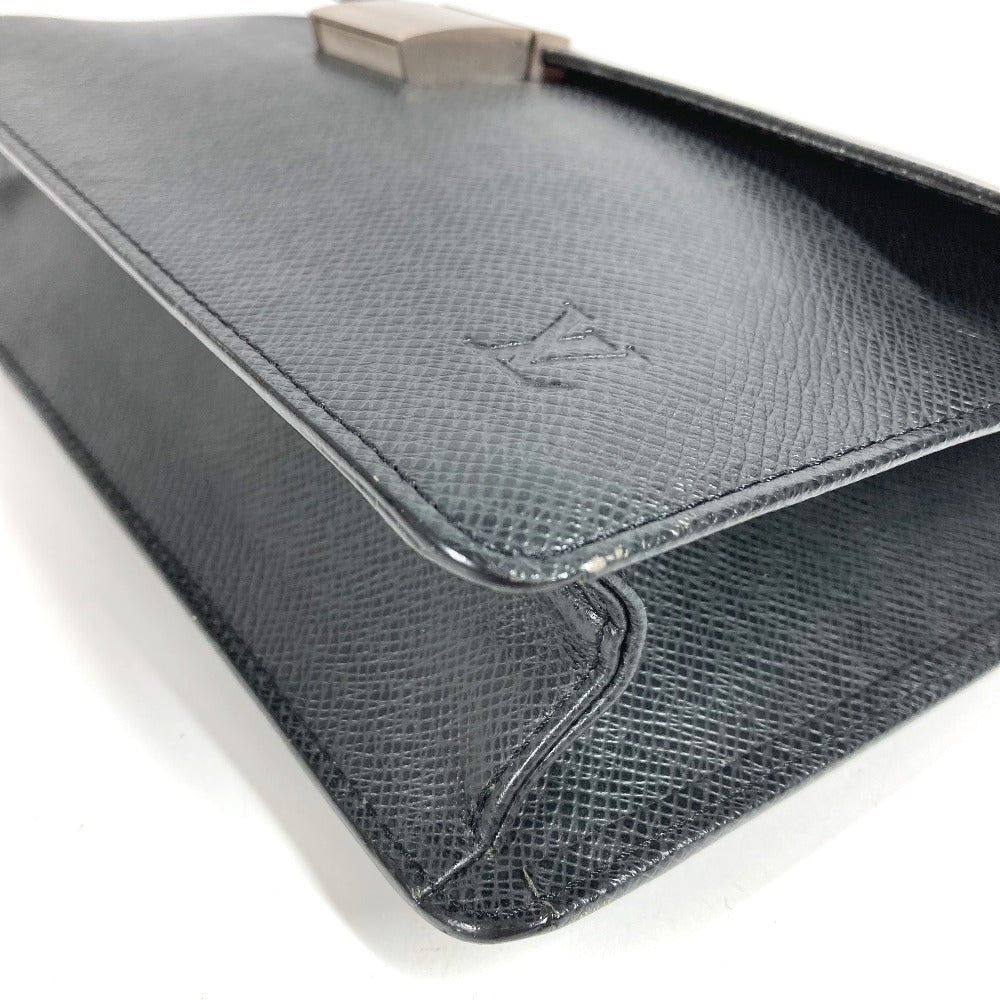 LOUIS VUITTON M30782 Taiga Selenga Bag, Strap, Flap Pouch, Clutch Bag, Second Bag, Taiga Leather, Men's, Ardoise, Black