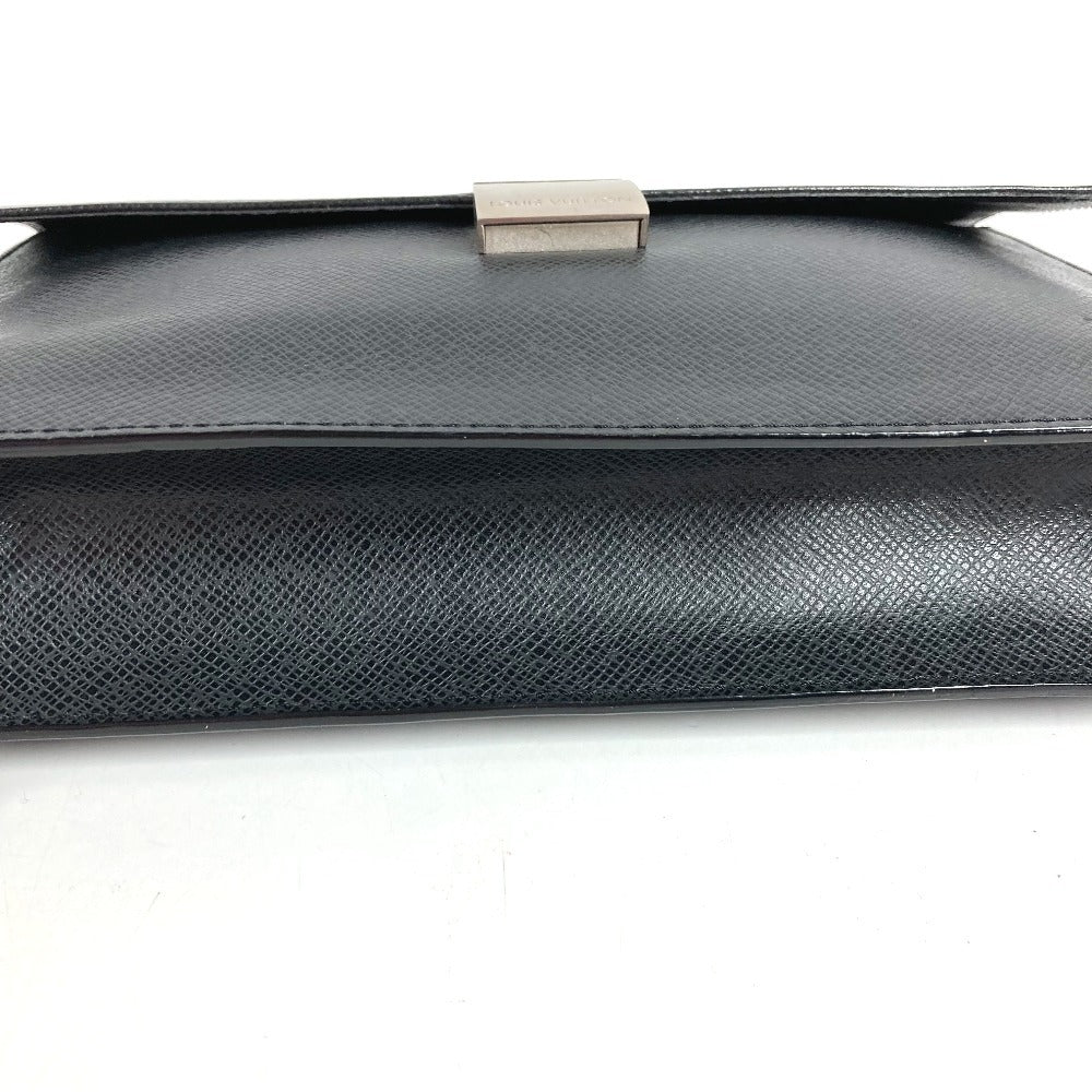 LOUIS VUITTON M30782 Taiga Selenga Bag, Strap, Flap Pouch, Clutch Bag, Second Bag, Taiga Leather, Men's, Ardoise, Black