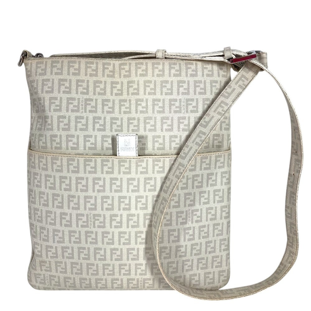 FENDI 8BT151 Zucchino Logo Crossbody Pochette Bag Shoulder Bag PVC/Leather Unisex White