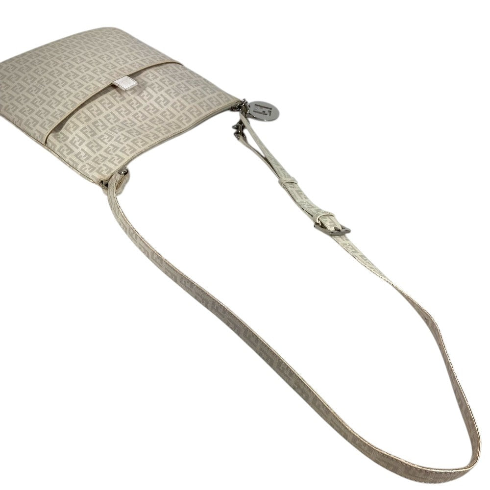 FENDI 8BT151 Zucchino Logo Crossbody Pochette Bag Shoulder Bag PVC/Leather Unisex White