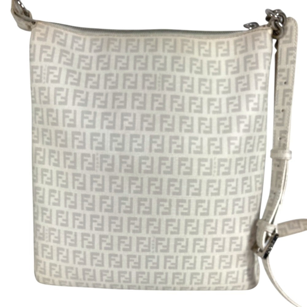 FENDI 8BT151 Zucchino Logo Crossbody Pochette Bag Shoulder Bag PVC/Leather Unisex White