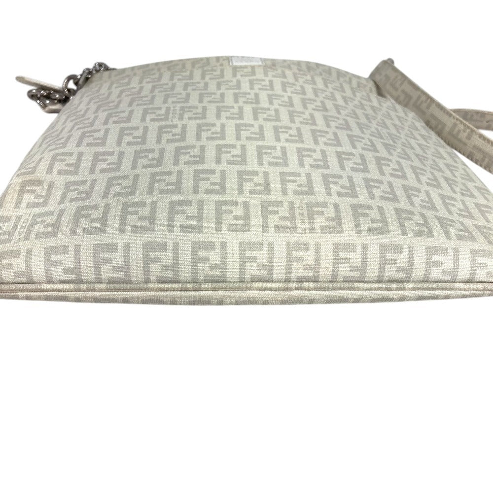 FENDI 8BT151 Zucchino Logo Crossbody Pochette Bag Shoulder Bag PVC/Leather Unisex White