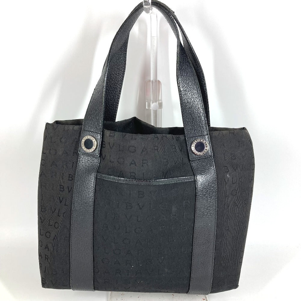 BVLGARI Bag with Pouch, Bulgari Bulgari Logo Handbag Tote Bag Shoulder Bag Leather/Canvas Unisex Black