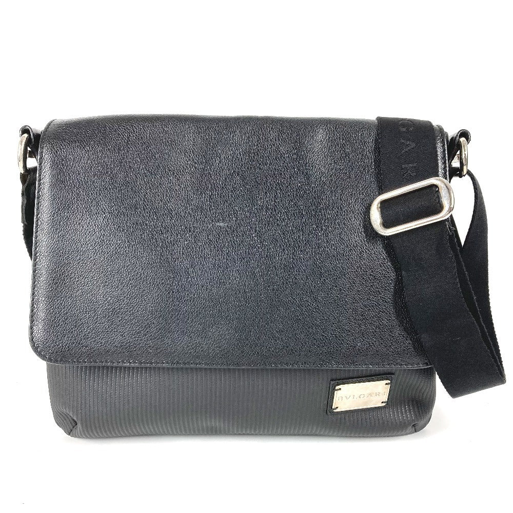 BVLGARI Millereghe Crossbody Flap Bag Messenger Bag Shoulder Bag PVC/Leather Unisex Black
