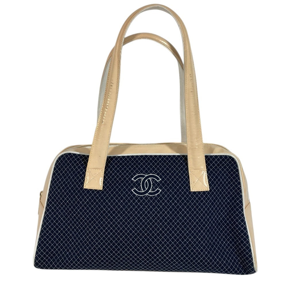 CHANEL スポーツバッグ ボストンバッグ CC ココマーク ロゴ キルティング カバン トートバッグ 肩掛け ショルダーバッグ キャンバス ユニセックス ネイビー