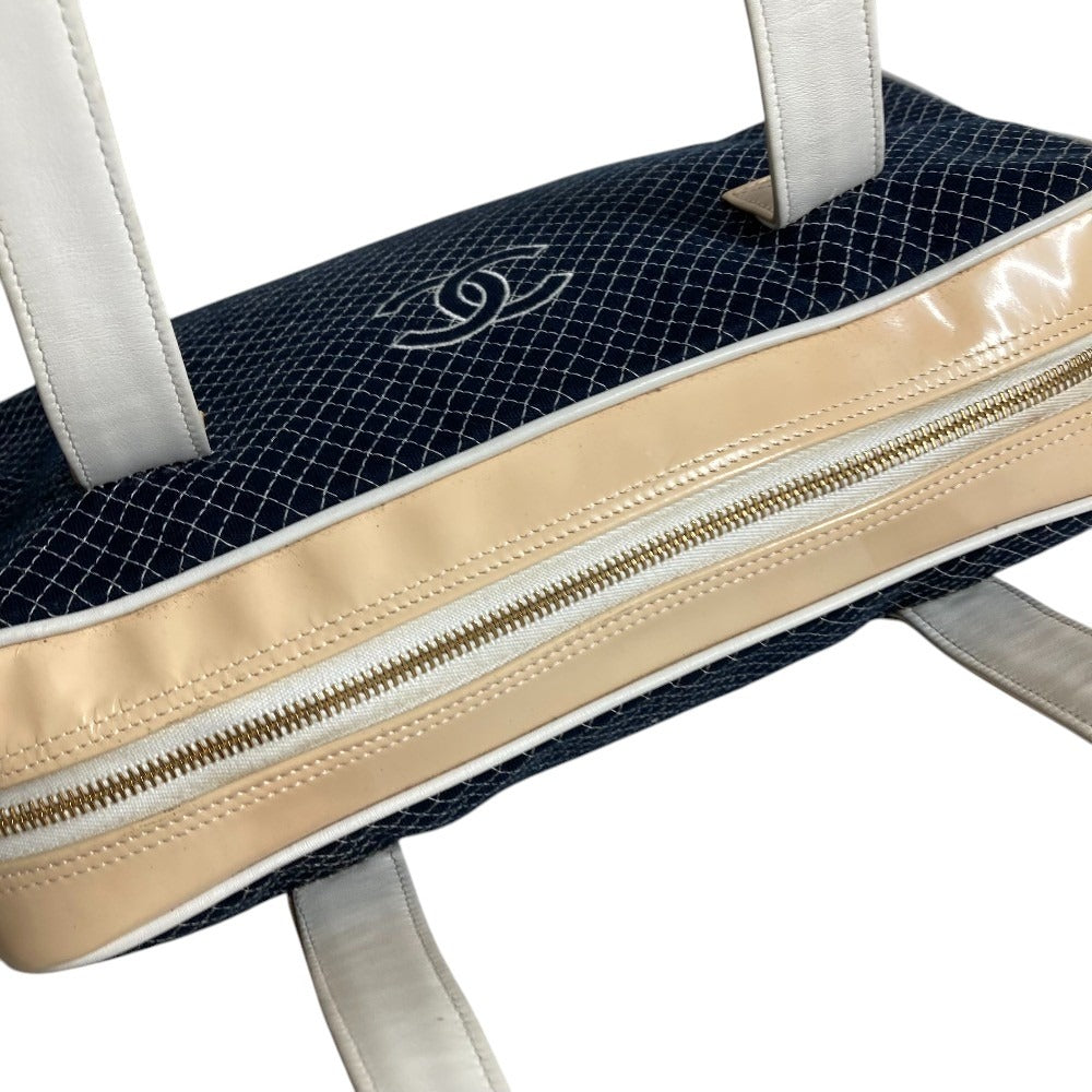 CHANEL スポーツバッグ ボストンバッグ CC ココマーク ロゴ キルティング カバン トートバッグ 肩掛け ショルダーバッグ キャンバス ユニセックス ネイビー