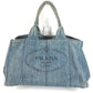 PRADA B1872B カナパ ロゴ ハンドバッグ ショルダーバッグ トートバッグ デニム ユニセックス ブルー