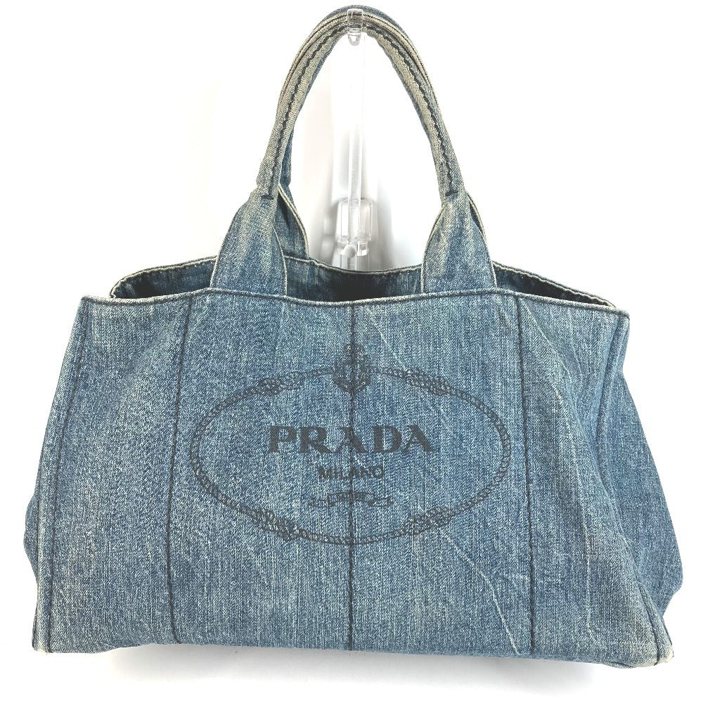 PRADA B1872B カナパ ロゴ ハンドバッグ ショルダーバッグ トートバッグ デニム ユニセックス ブルー