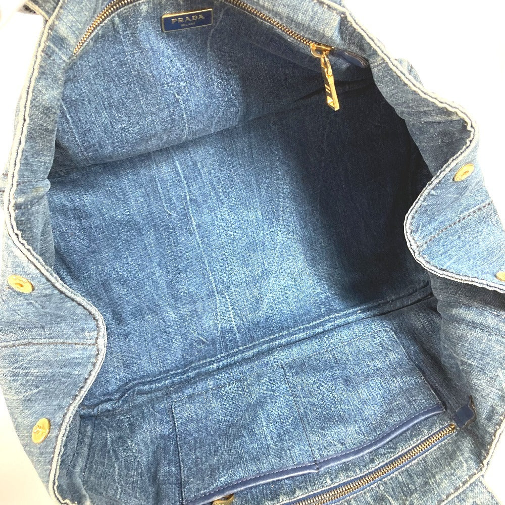 PRADA B1872B カナパ ロゴ ハンドバッグ ショルダーバッグ トートバッグ デニム ユニセックス ブルー