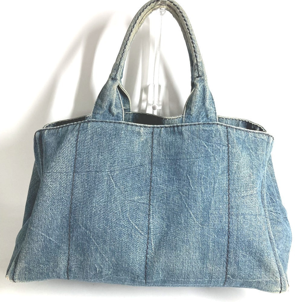 PRADA B1872B カナパ ロゴ ハンドバッグ ショルダーバッグ トートバッグ デニム ユニセックス ブルー