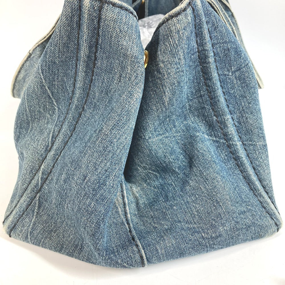 PRADA B1872B カナパ ロゴ ハンドバッグ ショルダーバッグ トートバッグ デニム ユニセックス ブルー