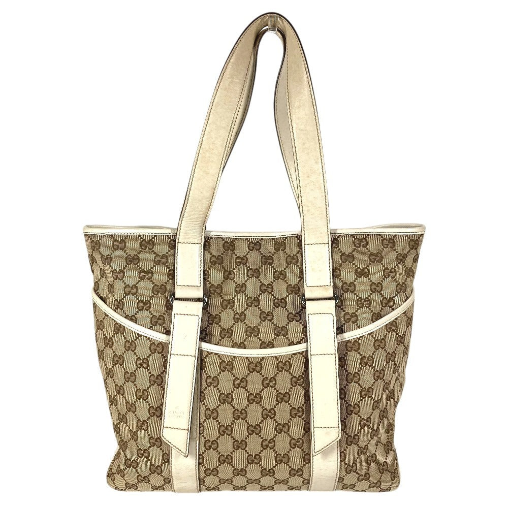 GUCCI 145971 GG ロゴ 肩掛け カバン トートバッグ ショルダーバッグ GGキャンバス/レザー ユニセックス ホワイト