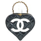 CHANEL Vintage Heart CC Coco Mark Matelasse Quilted Chain Logo Vanity Bag Handbag Enamel Unisex Black