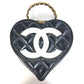 CHANEL Vintage Heart CC Coco Mark Matelasse Quilted Chain Logo Vanity Bag Handbag Enamel Unisex Black