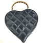 CHANEL Vintage Heart CC Coco Mark Matelasse Quilted Chain Logo Vanity Bag Handbag Enamel Unisex Black