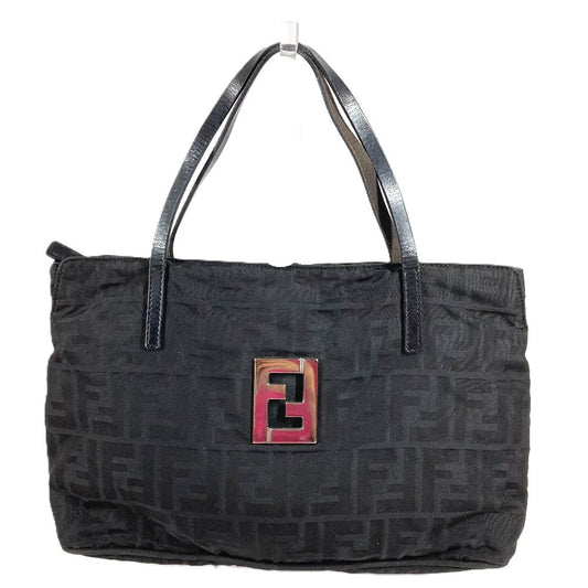 FENDI ヴィンテージ FF ロゴ カバン トートバッグ ハンドバッグ レザー/ナイロン ユニセックス ブラック