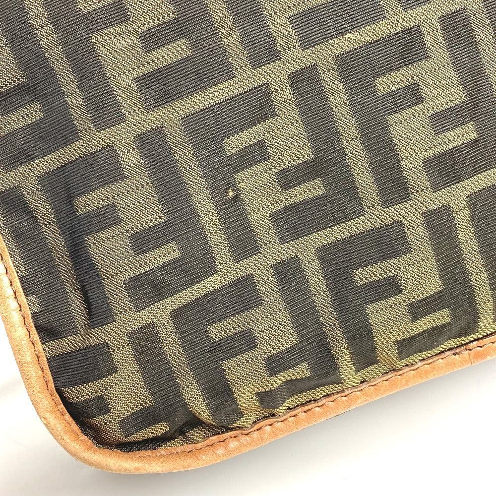 FENDI Zucca Logo Bag Crossbody Pouch Shoulder Bag Nylon Canvas/Leather Unisex Brown