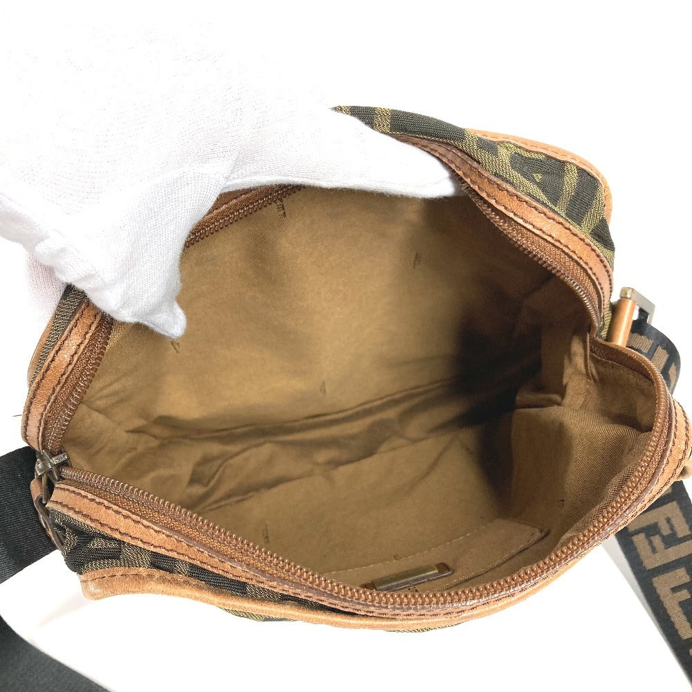 FENDI Zucca Logo Bag Crossbody Pouch Shoulder Bag Nylon Canvas/Leather Unisex Brown