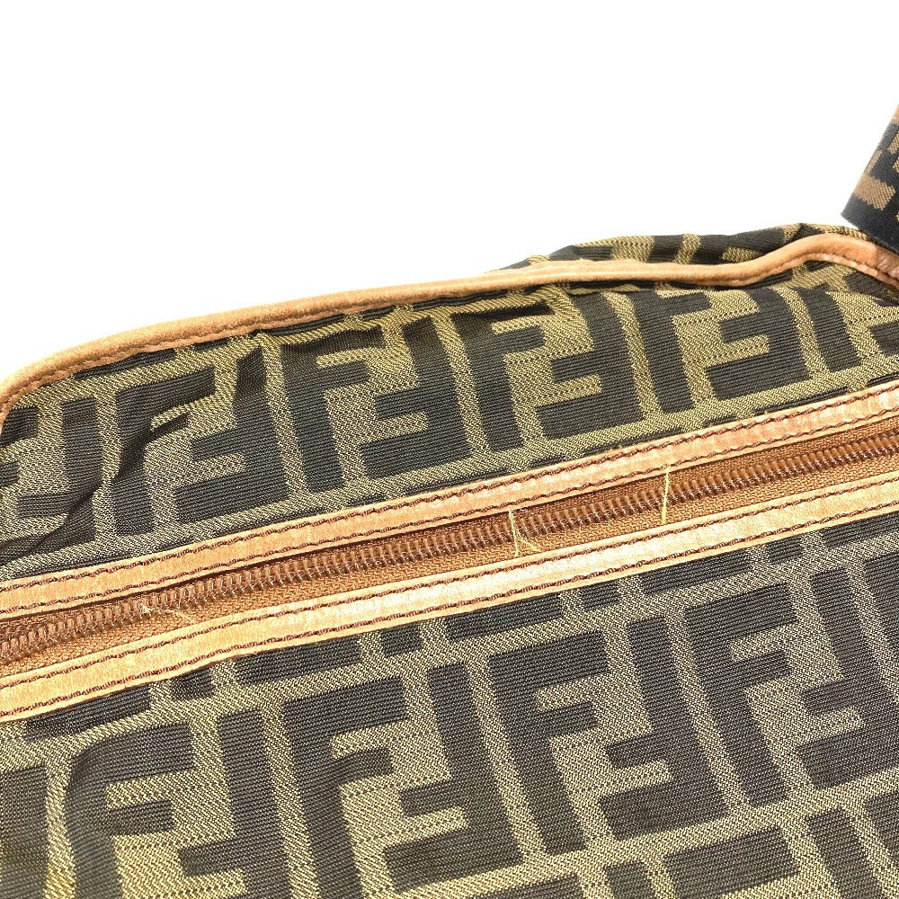 FENDI Zucca Logo Bag Crossbody Pouch Shoulder Bag Nylon Canvas/Leather Unisex Brown