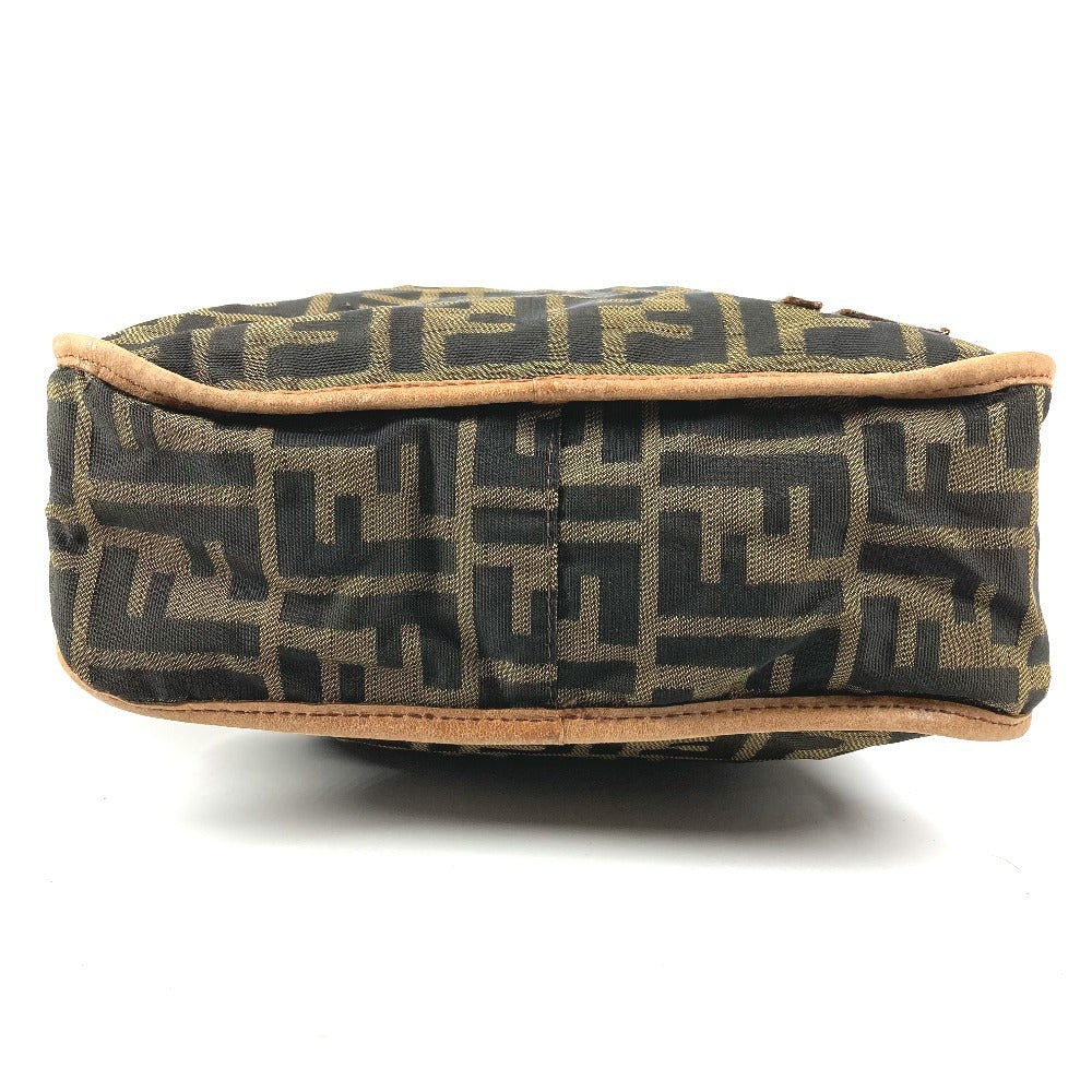 FENDI Zucca Logo Bag Crossbody Pouch Shoulder Bag Nylon Canvas/Leather Unisex Brown