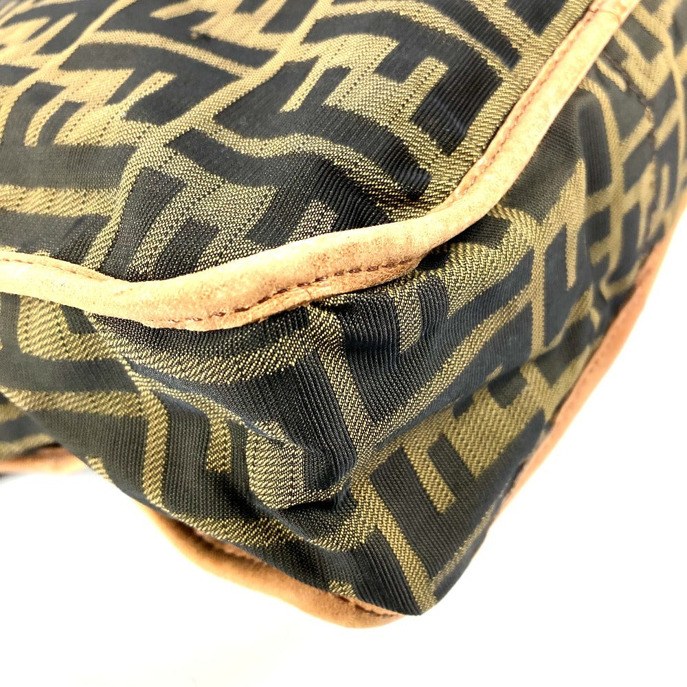 FENDI Zucca Logo Bag Crossbody Pouch Shoulder Bag Nylon Canvas/Leather Unisex Brown