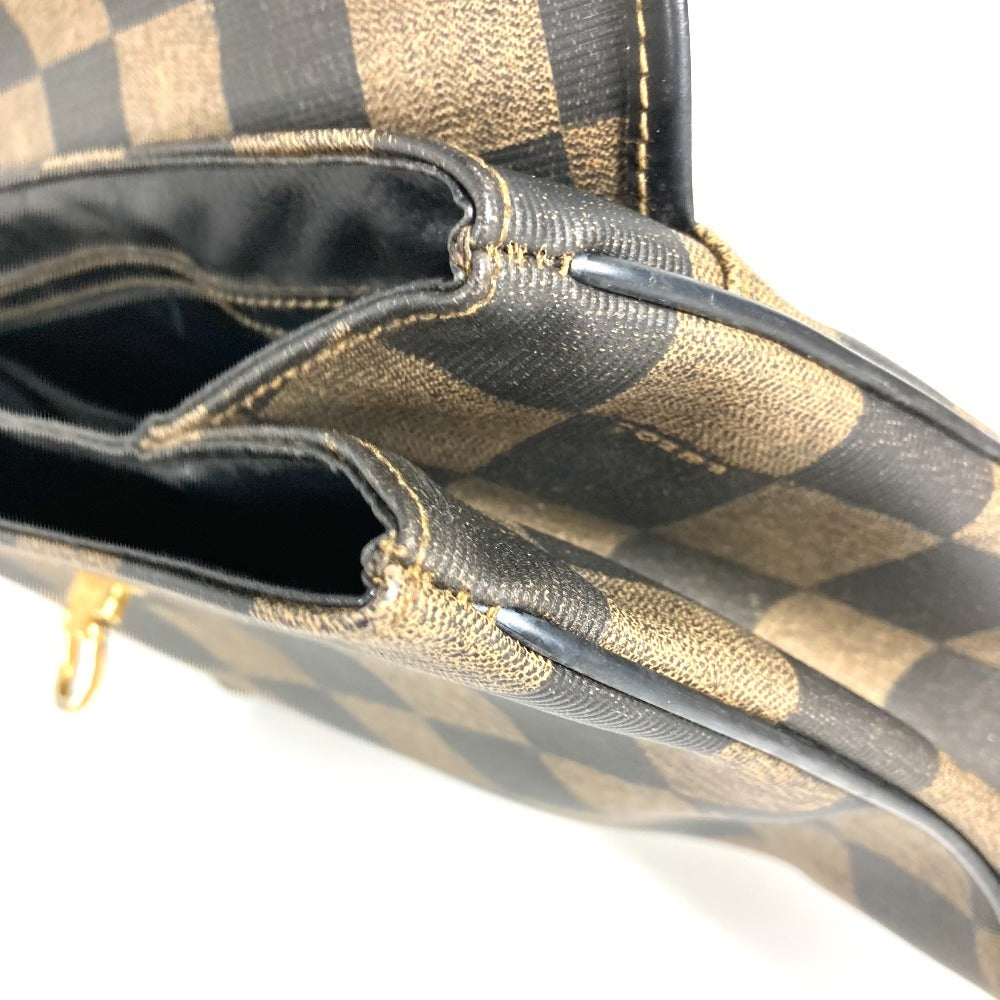 FENDI ヴィンテージ ペカン ロゴ カバン トートバッグ ハンドバッグ レザー/PVC ユニセックス ブラウン
