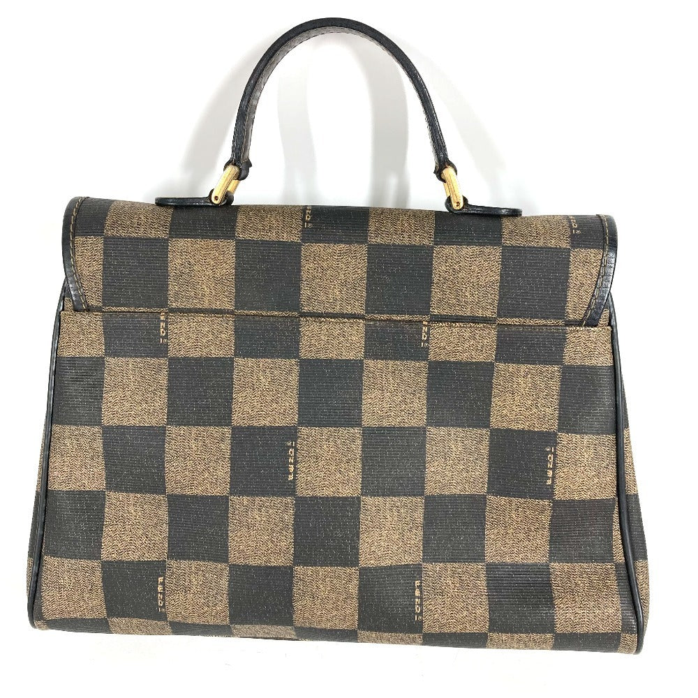 FENDI ヴィンテージ ペカン ロゴ カバン トートバッグ ハンドバッグ レザー/PVC ユニセックス ブラウン