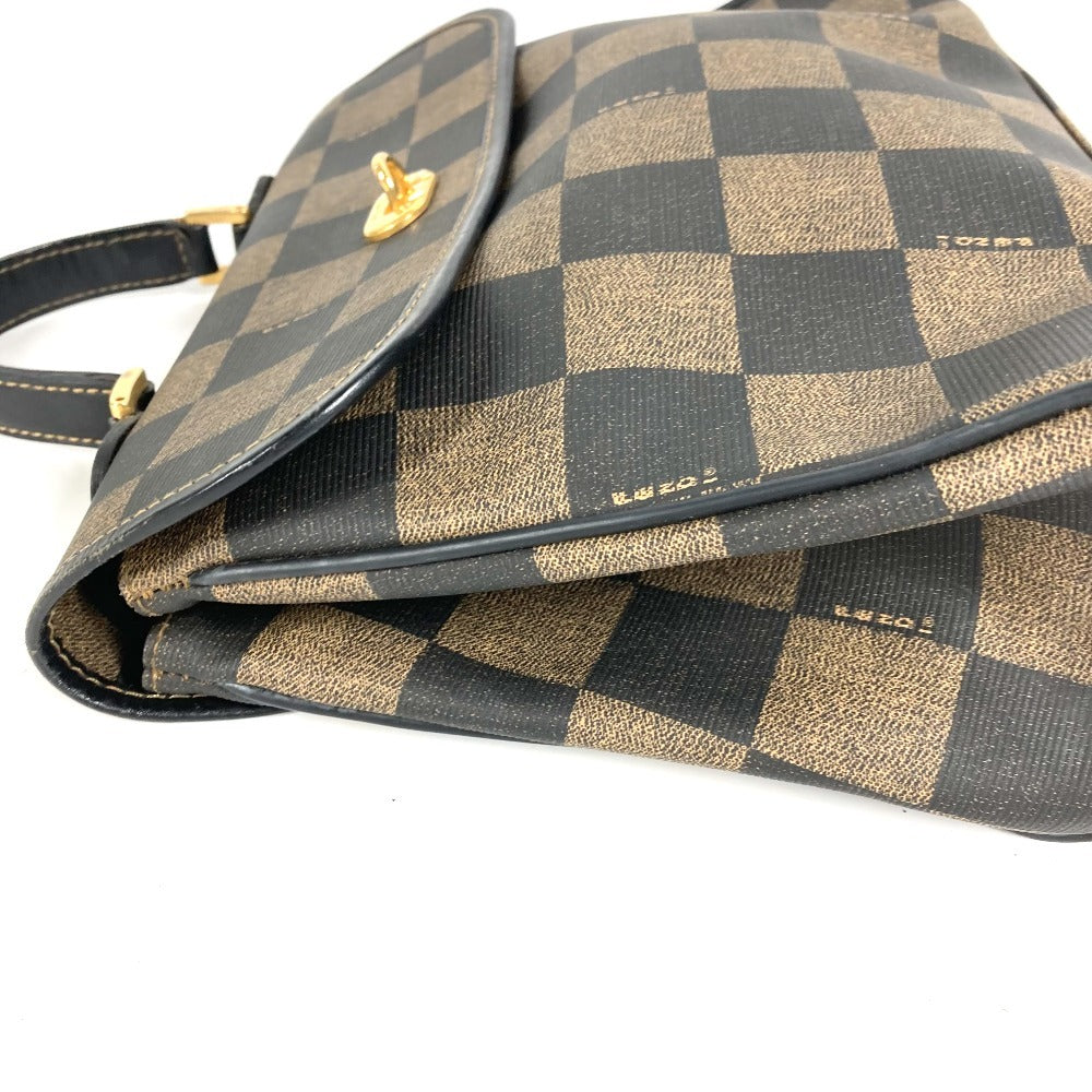 FENDI ヴィンテージ ペカン ロゴ カバン トートバッグ ハンドバッグ レザー/PVC ユニセックス ブラウン